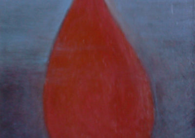Malá červená kapka. Olej na překližce (23,5 x 17 cm)